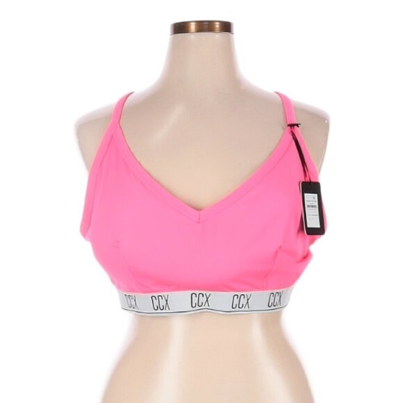 CCX Hot Pink Barbiecore Plus Size Full Criss Cross Racer Back Sports Bra Size 22 - Picture 1 of 7